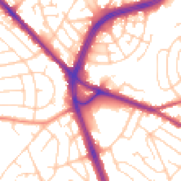 Daytime road noise heatmap for S12 2AB