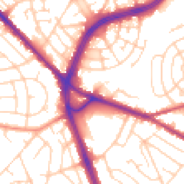 Daytime road noise heatmap for S12 2AD
