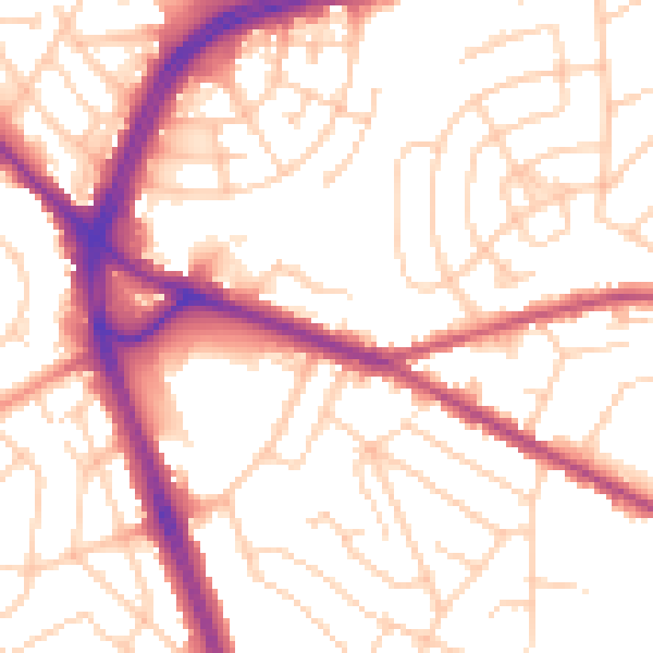 Daytime road noise heatmap for S12 2AE