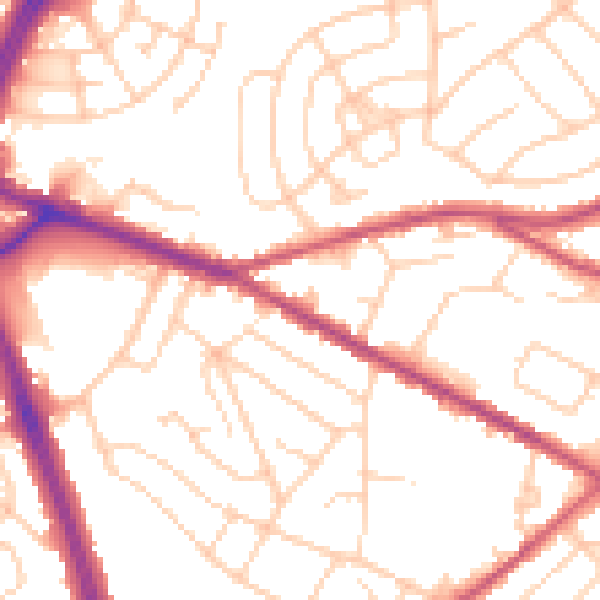 Daytime road noise heatmap for S12 2AG