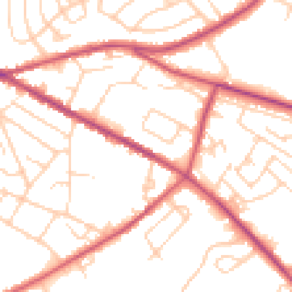 Daytime road noise heatmap for S12 2AJ