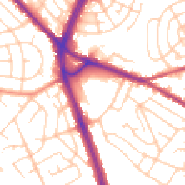 Daytime road noise heatmap for S12 2AN
