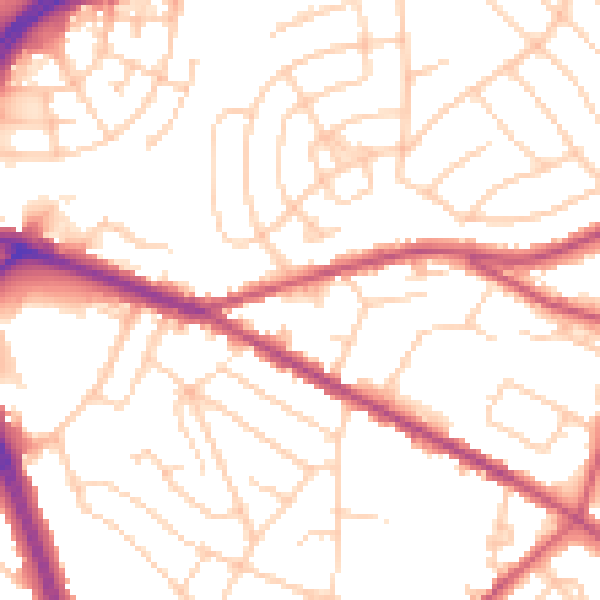 Daytime road noise heatmap for S12 2AZ
