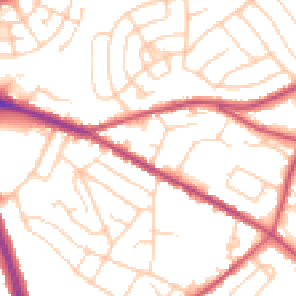 Daytime road noise heatmap for S12 2BB