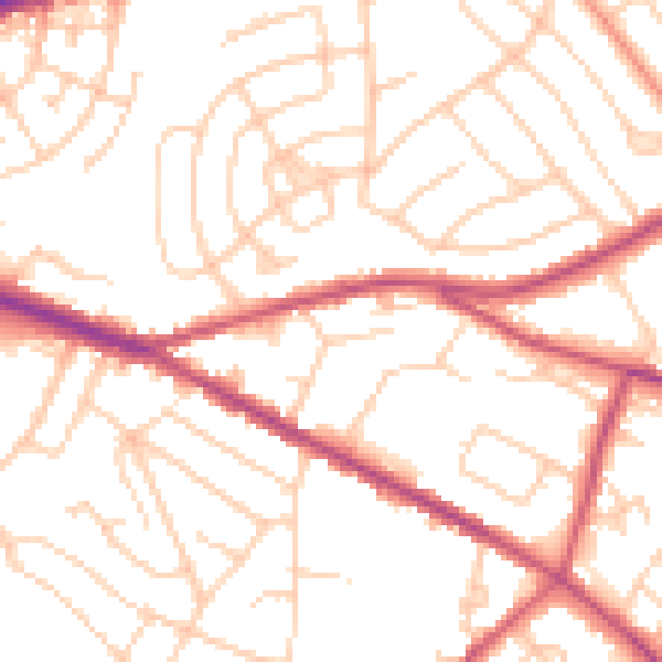 Daytime road noise heatmap for S12 2BD