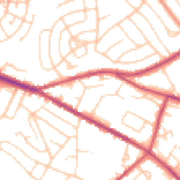Daytime road noise heatmap for S12 2BE