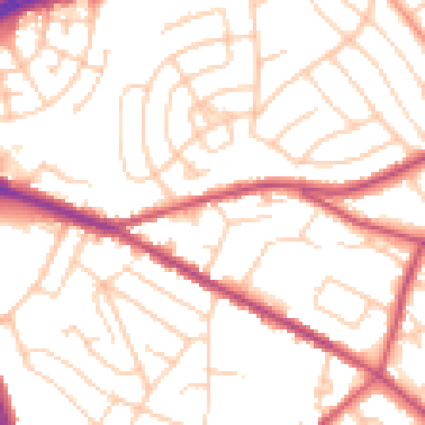 Daytime road noise heatmap for S12 2BG