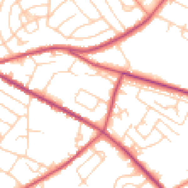 Daytime road noise heatmap for S12 2BL