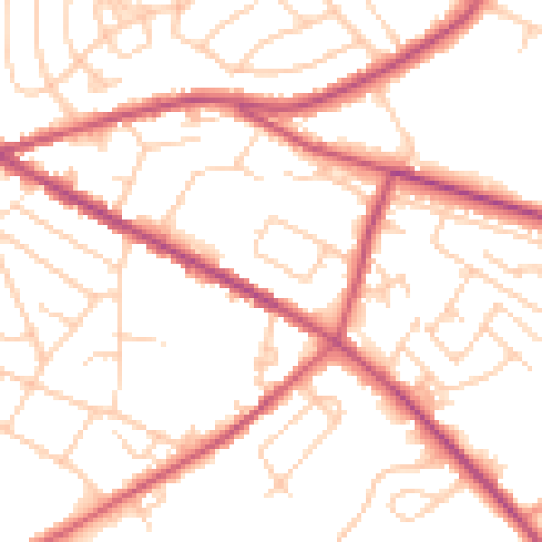 Daytime road noise heatmap for S12 2BP