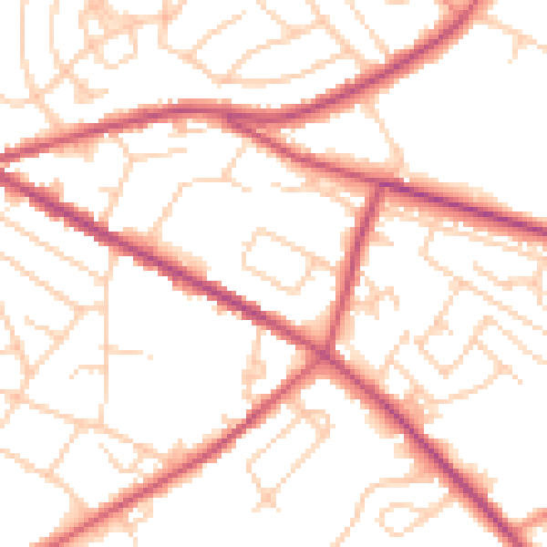 Daytime road noise heatmap for S12 2BQ