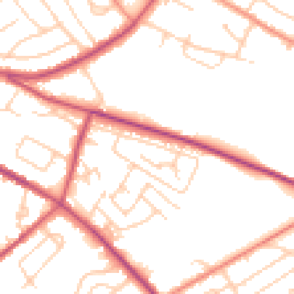 Daytime road noise heatmap for S12 2BT