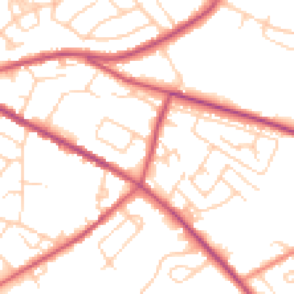 Daytime road noise heatmap for S12 2BW