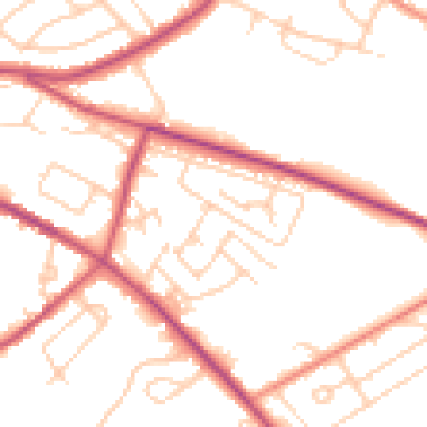 Daytime road noise heatmap for S12 2BZ