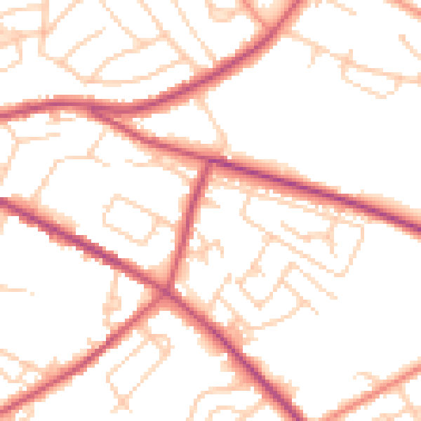 Daytime road noise heatmap for S12 2DE
