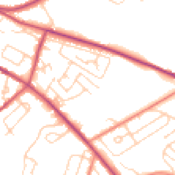 Daytime road noise heatmap for S12 2DJ