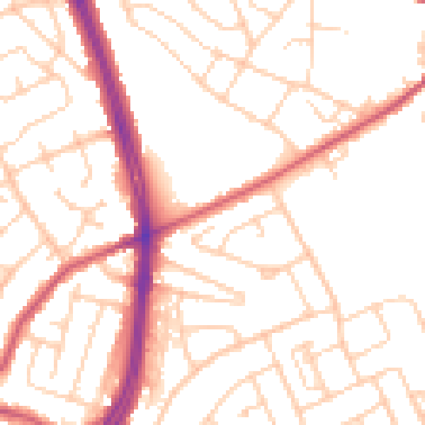 Daytime road noise heatmap for S12 2EE