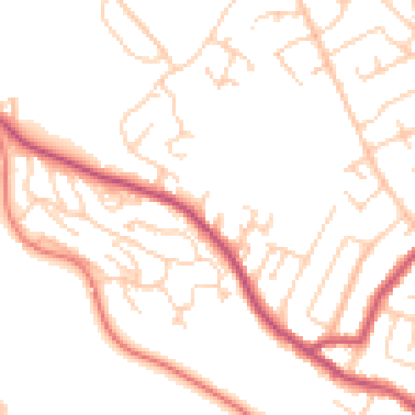 Daytime road noise heatmap for S12 2QW
