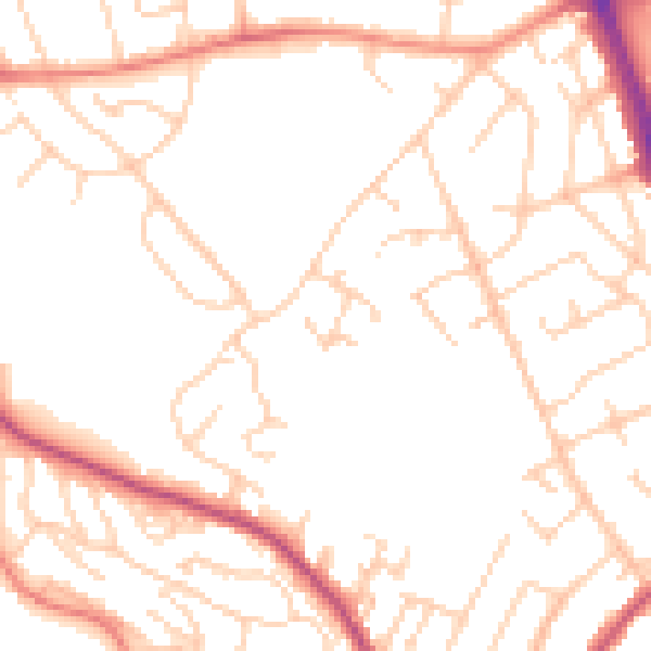 Daytime road noise heatmap for S12 2RZ