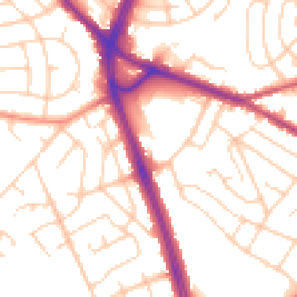 Daytime road noise heatmap for S12 2TW