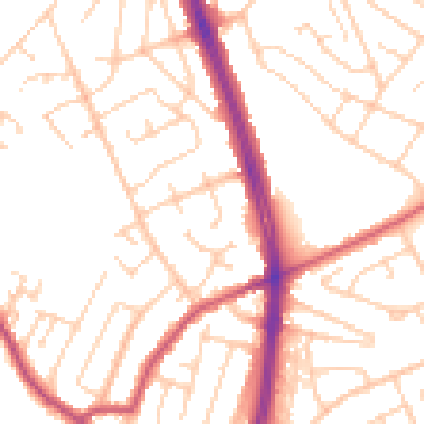 Daytime road noise heatmap for S12 2UA