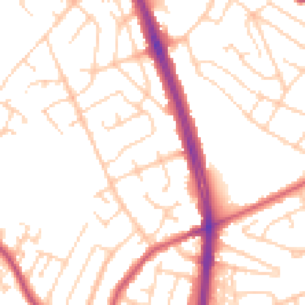 Daytime road noise heatmap for S12 2UB