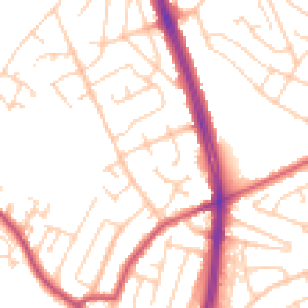 Daytime road noise heatmap for S12 2UE