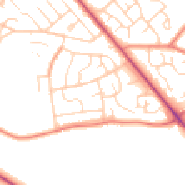 Daytime road noise heatmap for S12 3AW