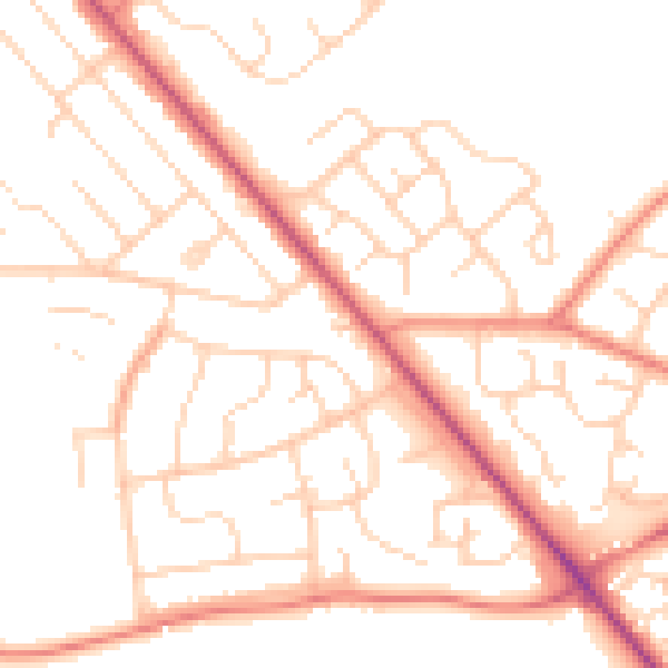 Daytime road noise heatmap for S12 3BQ