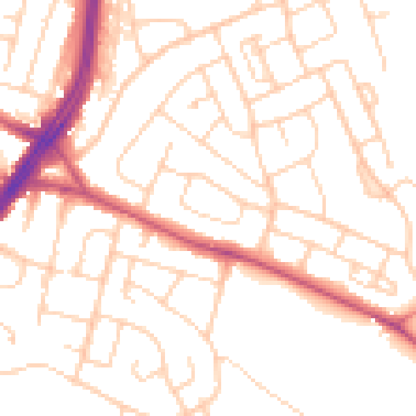 Daytime road noise heatmap for S12 3FD