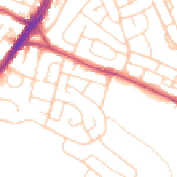 Daytime road noise heatmap for S12 3HA
