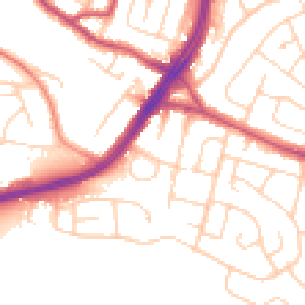 Daytime road noise heatmap for S12 3LA