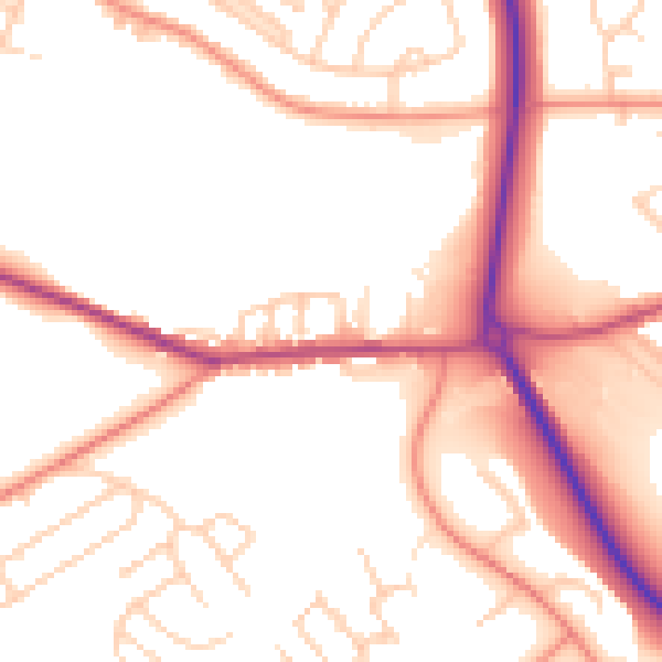 Daytime road noise heatmap for S13 7BB