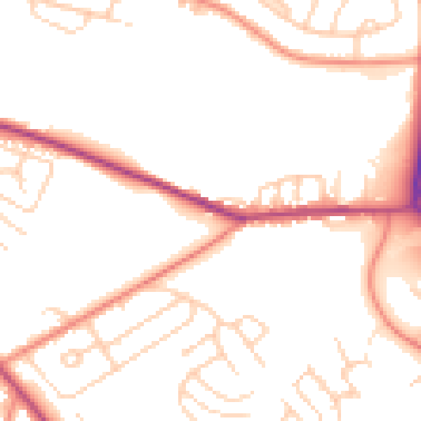 Daytime road noise heatmap for S13 7BD