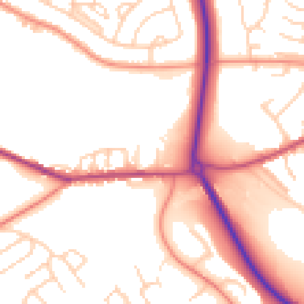 Daytime road noise heatmap for S13 7BE