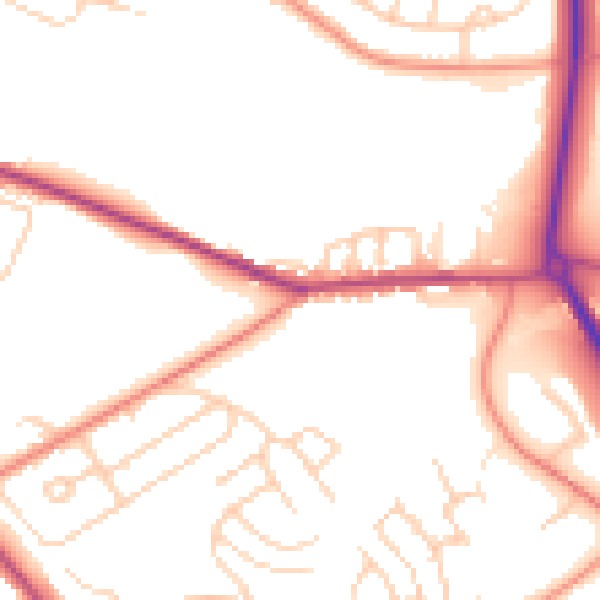 Daytime road noise heatmap for S13 7BG
