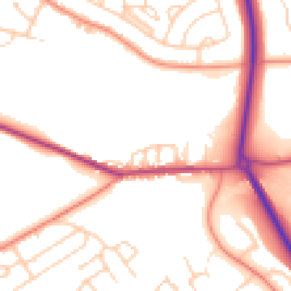 Daytime road noise heatmap for S13 7BH