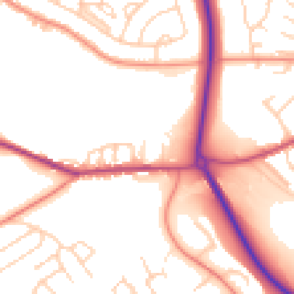 Daytime road noise heatmap for S13 7BL