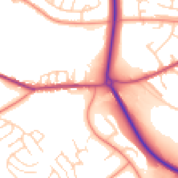 Daytime road noise heatmap for S13 7BN