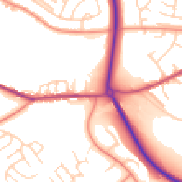 Daytime road noise heatmap for S13 7BQ
