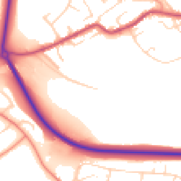 Daytime road noise heatmap for S13 7BR