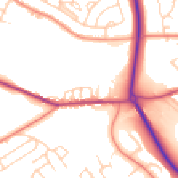 Daytime road noise heatmap for S13 7BT