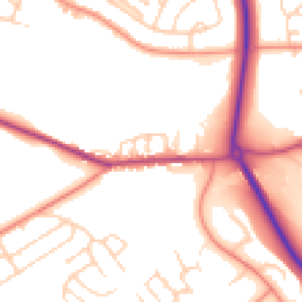 Daytime road noise heatmap for S13 7BU