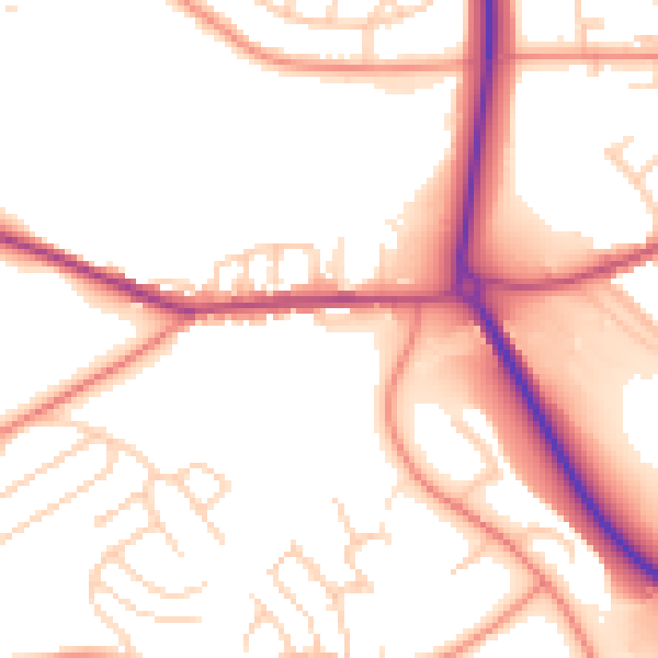 Daytime road noise heatmap for S13 7BW