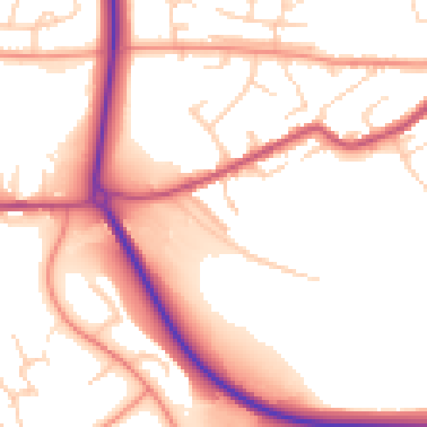 Daytime road noise heatmap for S13 7EA