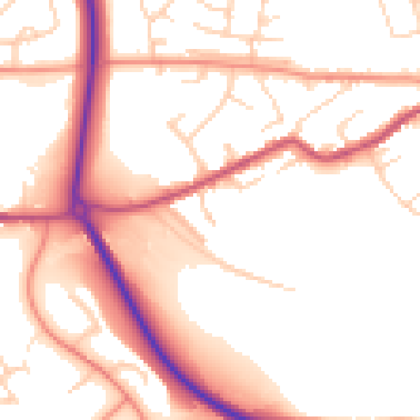 Daytime road noise heatmap for S13 7EB