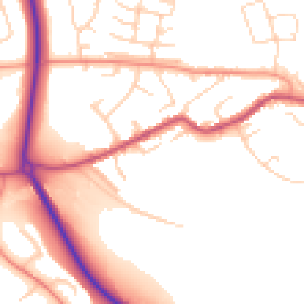 Daytime road noise heatmap for S13 7EE