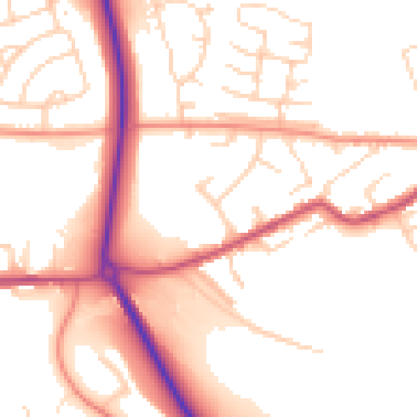 Daytime road noise heatmap for S13 7EF