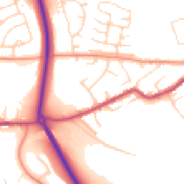 Daytime road noise heatmap for S13 7EG