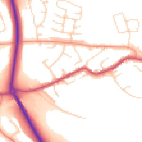 Daytime road noise heatmap for S13 7EW