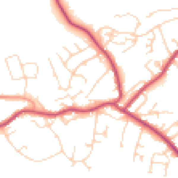 Daytime road noise heatmap for S13 7PA